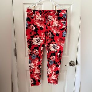 Gap, coral floral, straight leg pants